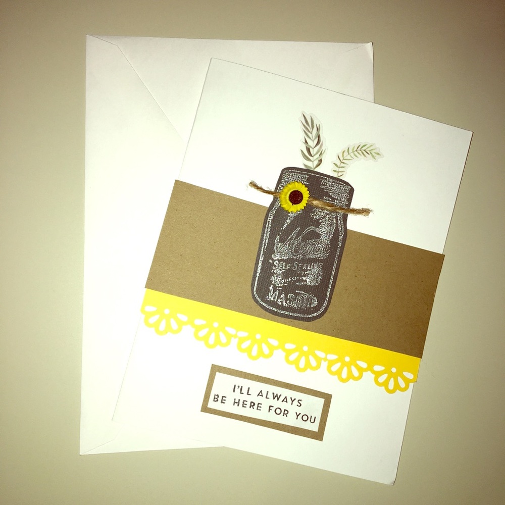 🌻HOMEMADE Mason Jar Sunflower Card—Blank